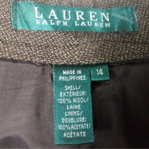 Lauren Ralph Lauren Womens Wool Dress Pants High Rise Brown Size 14 Minimalist - Picture 3 of 6